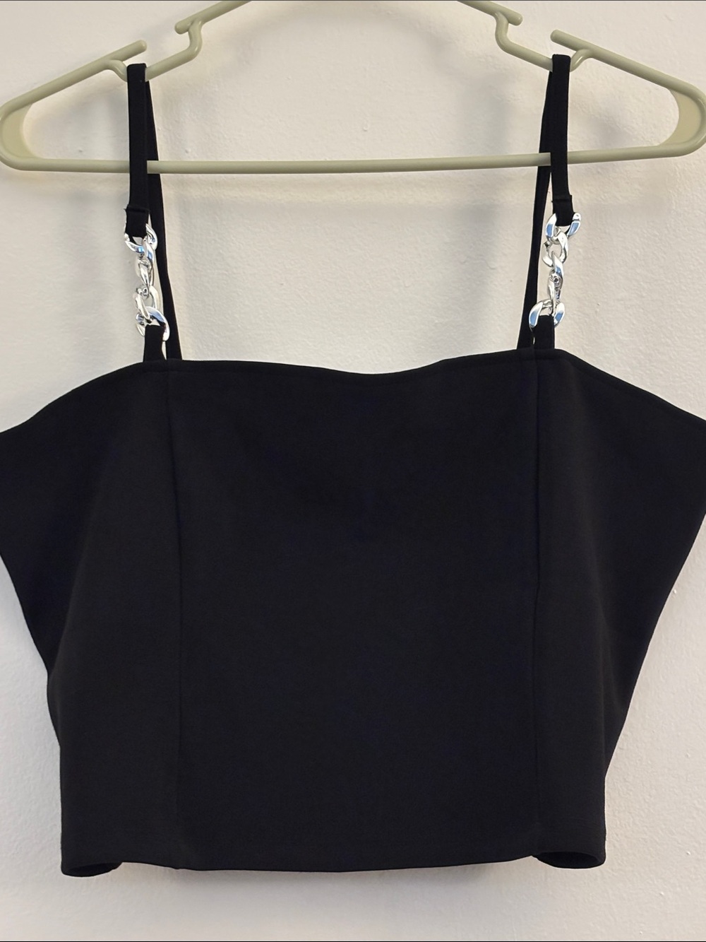 H&M Black Strapless Crop Top with Silver Chain Detail